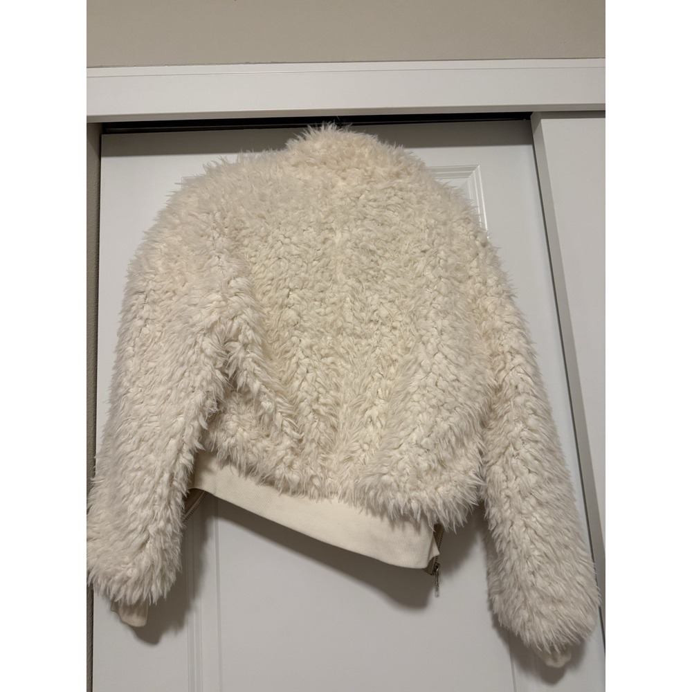Reformation Freddie Faux Fur Zip Front Coat Size XS Teddy Ivory - Picture 5 of 6